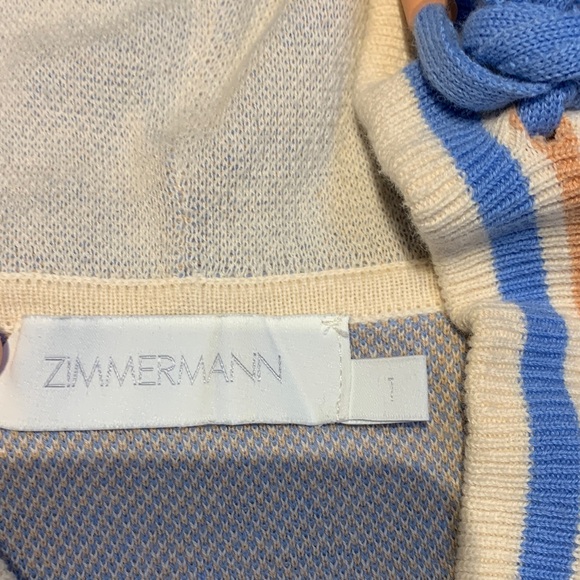 Zimmerman Nautical Hooded Mini Sweater Dress Beach Coverup Blue Orange Size 6 - Picture 8 of 11
